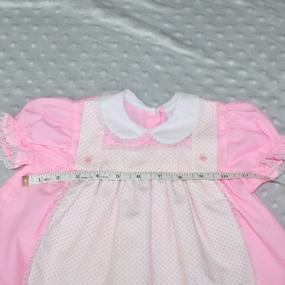 Pink vintage baby girl dress pinafore 12 months - Picture 16 of 16